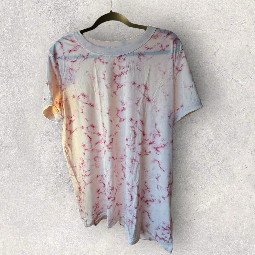 LulaRoe Liv Tshirt-Size 2XL White And Pink Tie Dyed Print-NWT